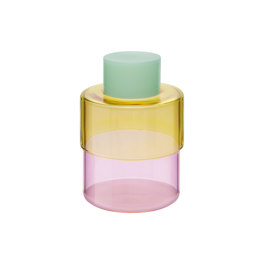 Glazen pot Milou | Geel/Roze