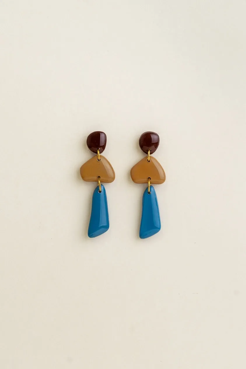 Earrings Luna - Brown / Mustard / Azure