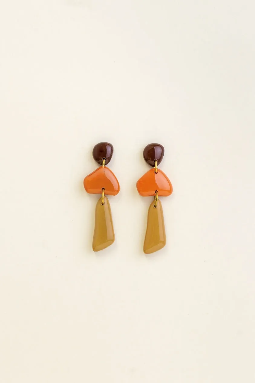 Earrings Luna - Brown / Mandarine / Mustard