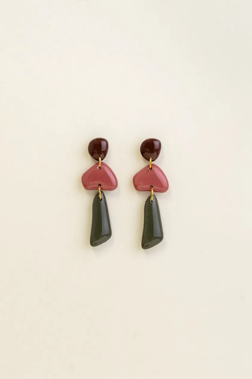 Earrings Luna - Brown / Palissander / Forestgreen