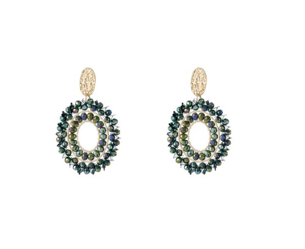 Flower Oval Drop - Dark Green