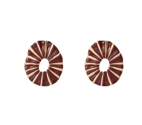 Striped Stud - Burgundy