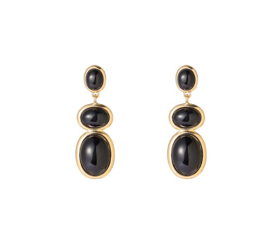Round Stone Dangle - Black