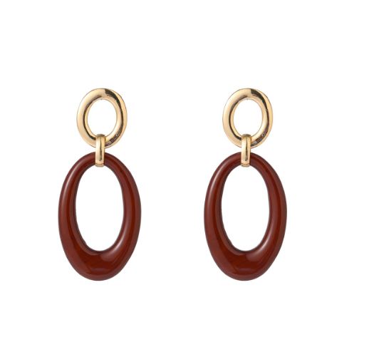Double Oval Dangle - Cognac