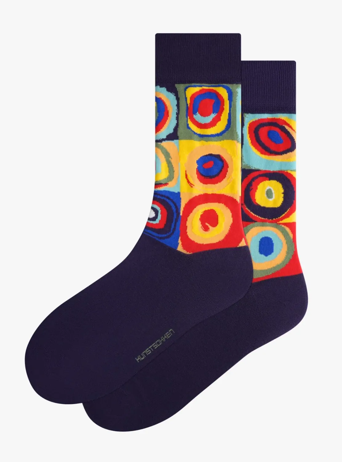 Kunstsokken - Kleurenstudie: Vierkanten met concentrische cirkels, Size: 41-46