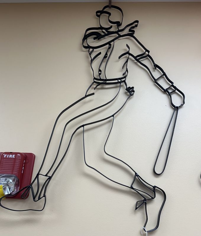 IRON WALL ART, BASEBALL, BAT DOWN