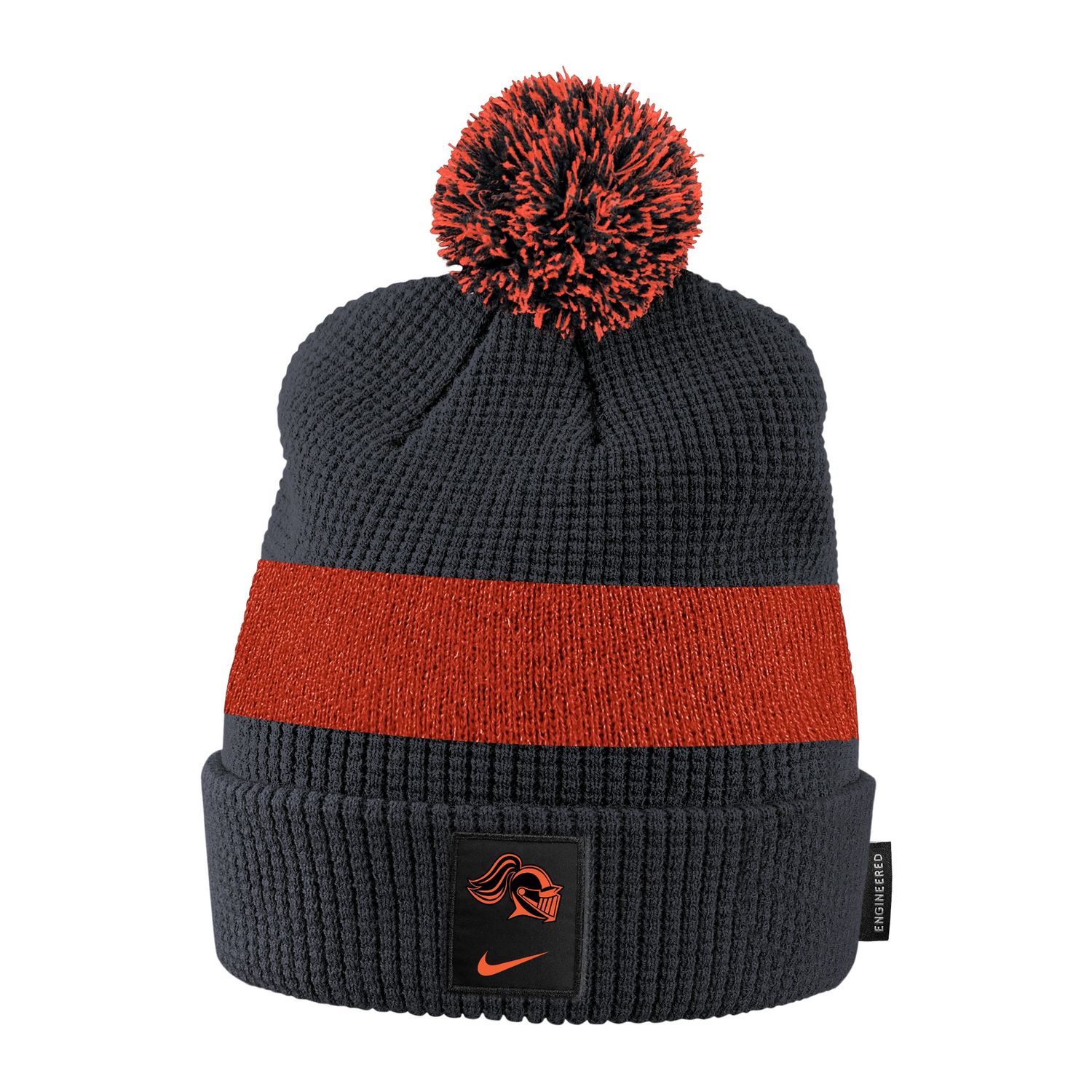 Black beanie w/black &amp; Orange pom