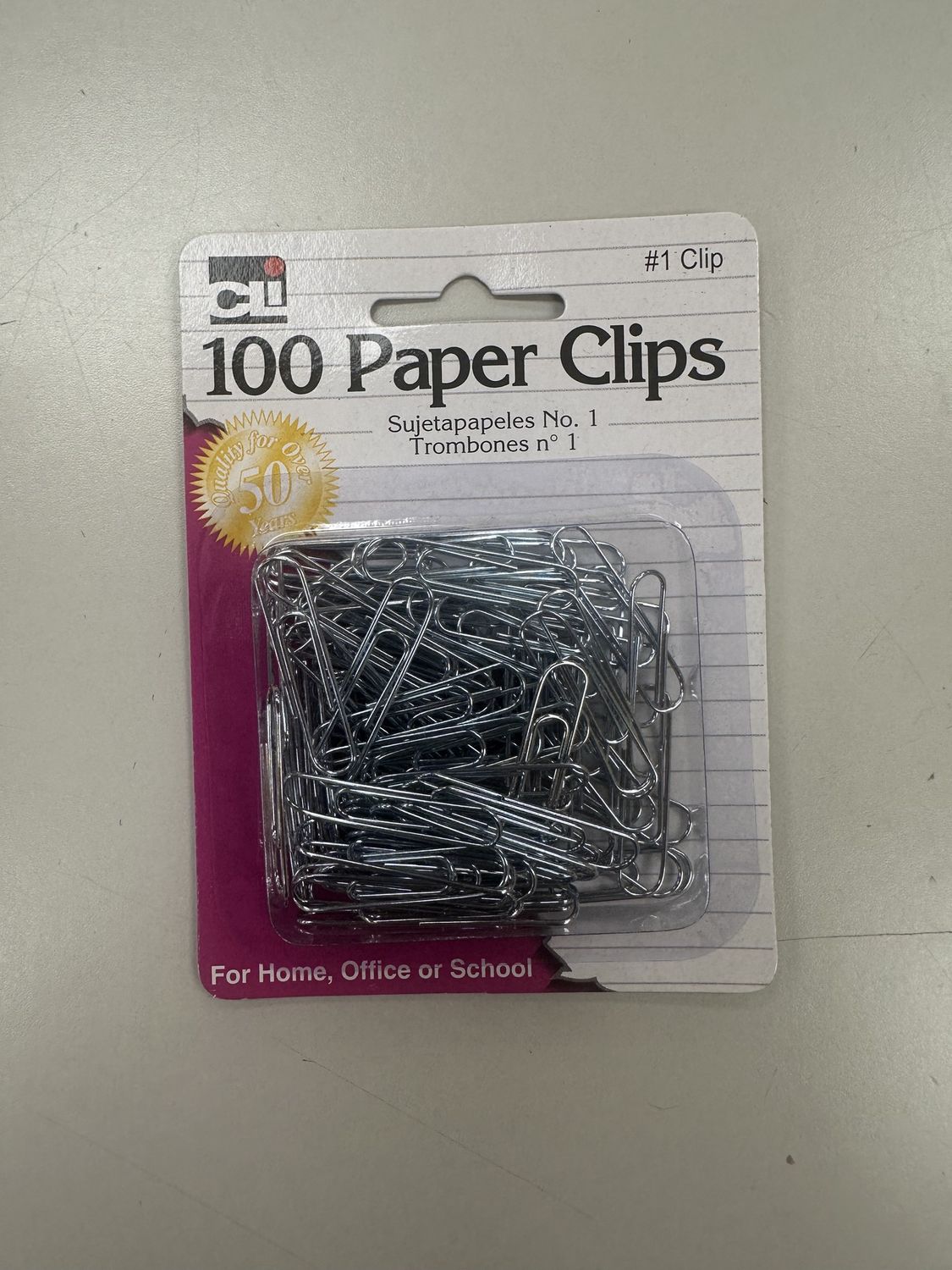 PAPER CLIPS, STANDARD, 100/CT