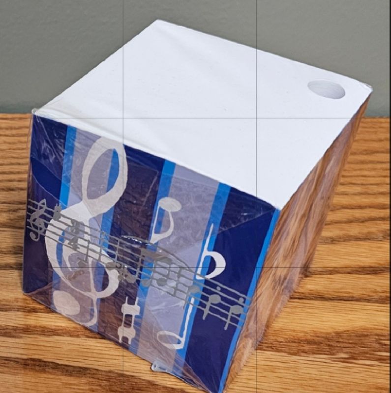 Blue Striped Music Note Cube