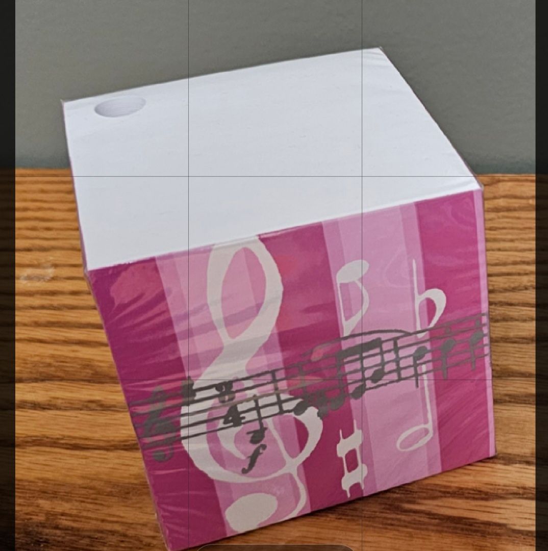 Pink Striped Music Note Cube