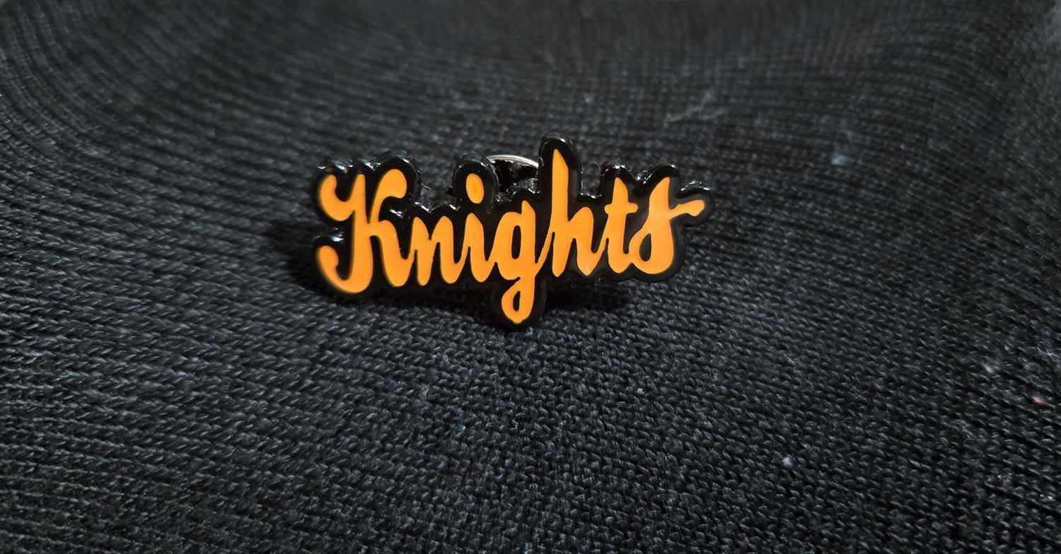 Knights script pin