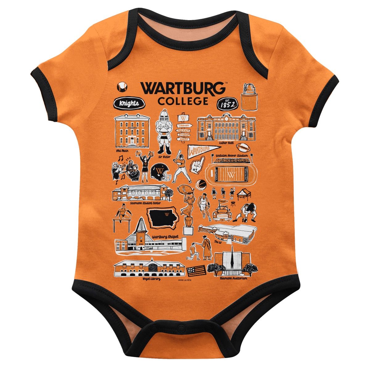 Hand Sketched Wartburg College Onesie