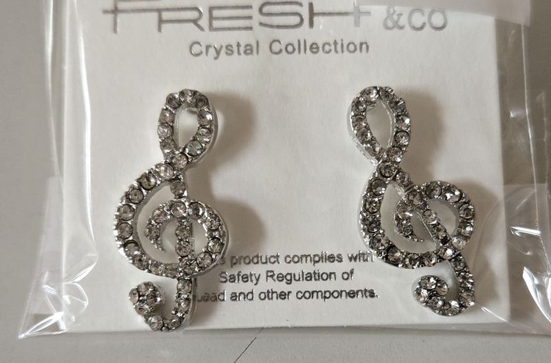 Crystal Paved Treble Clef stud earrings