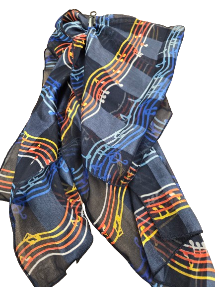 Scarf Music Notes on Navy