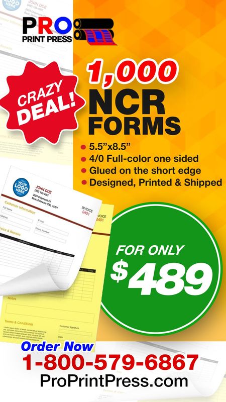 1000 2Part NCR FORMS Size 5.5x8.5 1000 2Part NCR FORMS Size 5.5x8.5