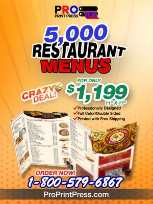 5000 Take out Restaurant Menu Printing 5000 Take out Restaurant Menu Printing