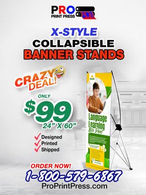 X-Style Collapsible Banner Stands 24 x 60