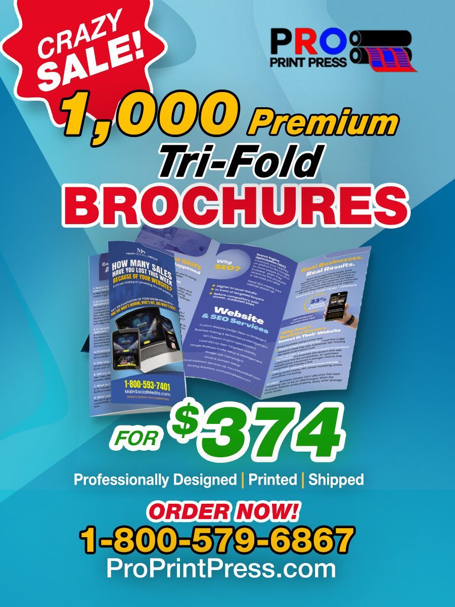 1000 Premium Tri-Fold Brochures