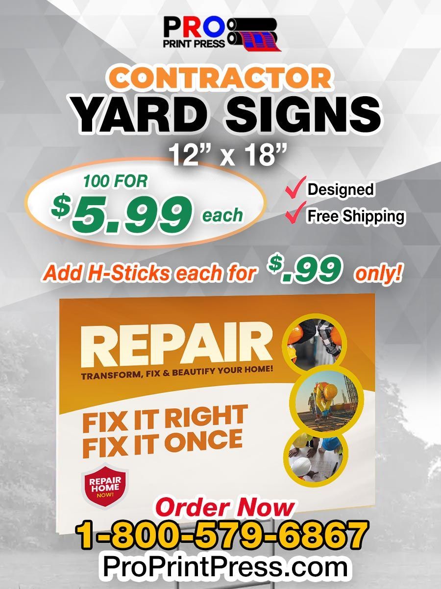 12"x18" Contractor Yard Sign