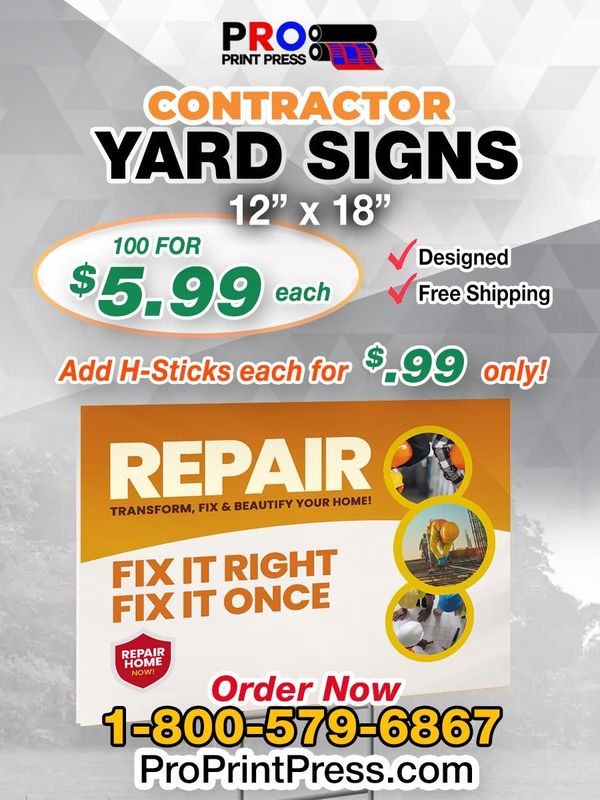 12"x18" Contractor Yard Sign