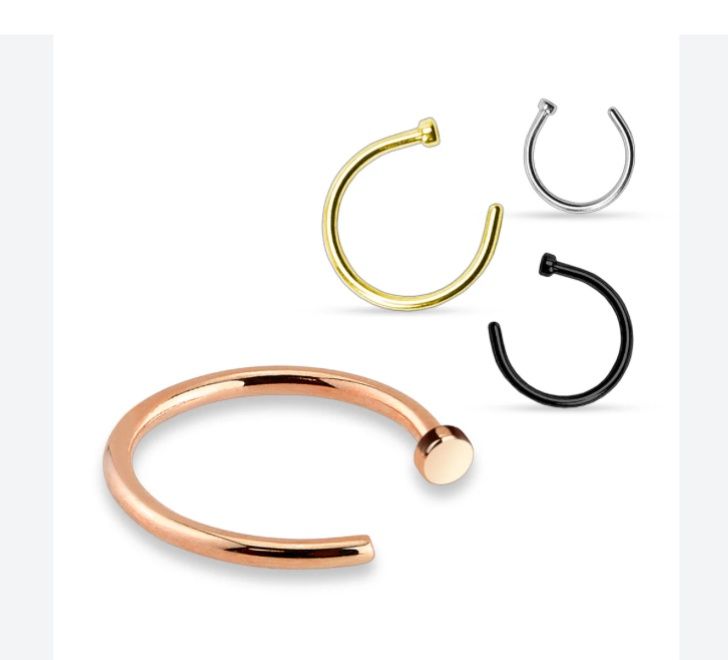 4 Pcs Value Pack of Assorted 316L Surgical Steel Nose Hoop Rings