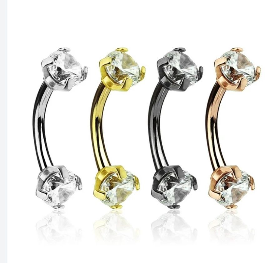 4 Pcs Value Pack of Assorted Titanium IP with Clear CZ 316L Surgical Steel Nose Ring