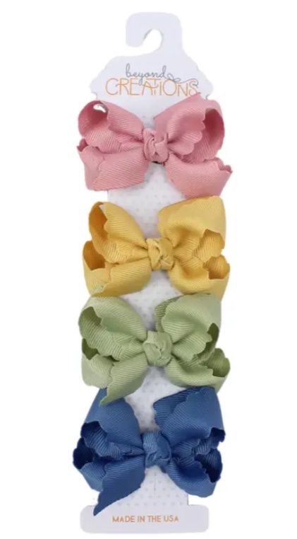 4-pack small multi color hair bows
