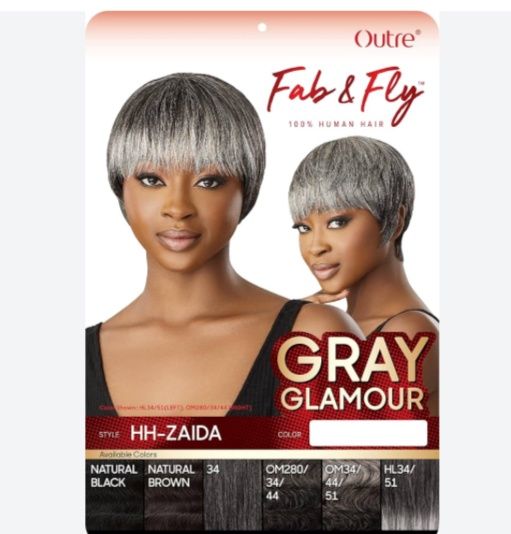 FAB &amp; FLY FULL CAP WIG GRAY GLAMOUR- HH - ZAIDA