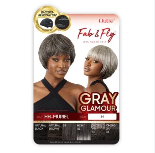 FAB &amp; FLY FULL CAP WIG GRAY GLAMOUR- HH - MURIEL