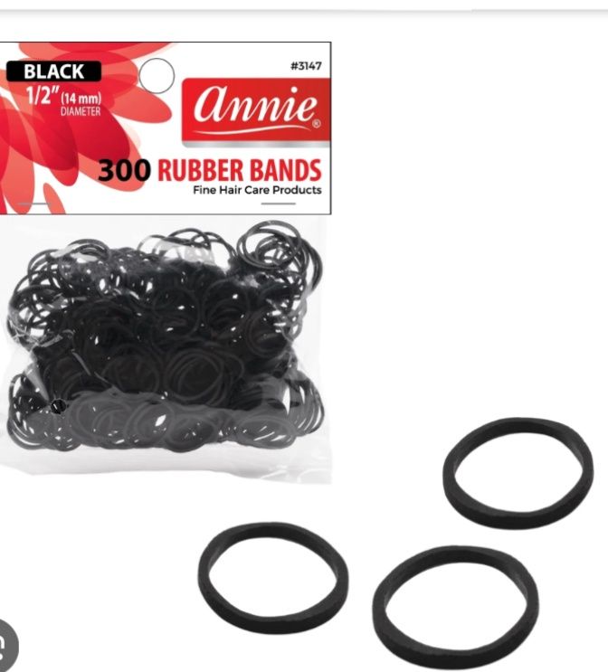 Annie Rubber Bands Asst size 300ct Black