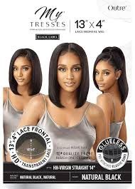 MYTRESSES BLACK-LACE FRONTAL WIG 13X4-HH-VIRGIN STRAIGHT 14"