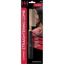 H&amp;H Thermal Straighten Comb Fine Teeth Copper Plate Black/Gold
