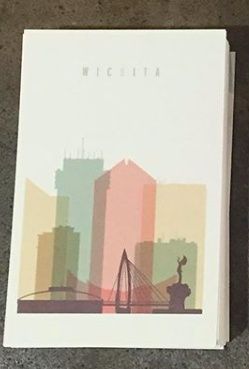 Wichita Skyline Pastel Postcard