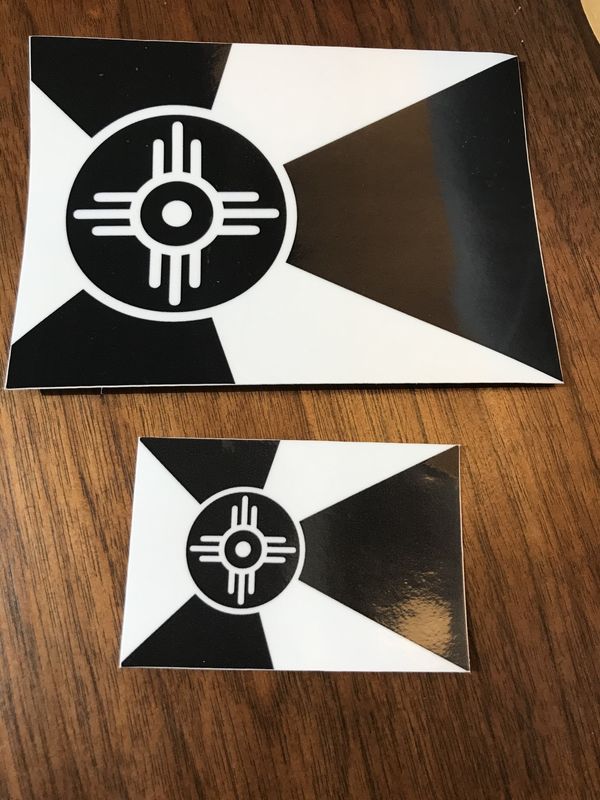 Wichita Flag Black &amp; White Decal 2&quot;x3&quot;