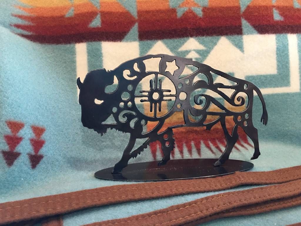 Metal Bison Statue, Style: Intricate, Size: 5&quot;