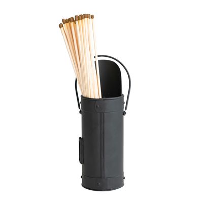 Black Metal Match Holder with Handle