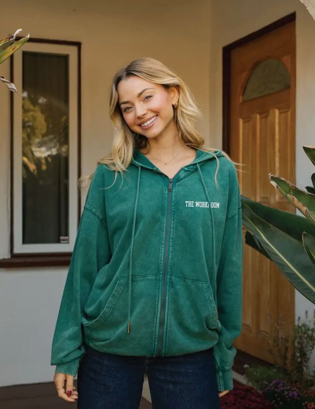 The Workroom Green Hooded Zip Up