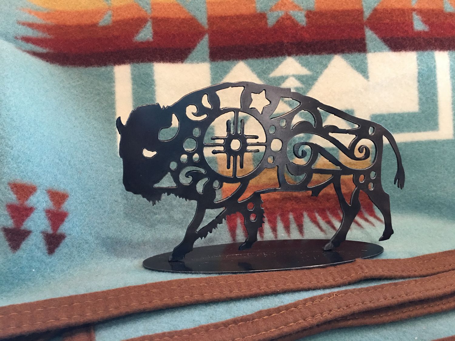 Metal Bison Statue, Style: Intricate, Size: 5&quot;