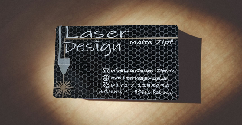100 Visitenkarten aus Aluminium -- Gravur einseitig --