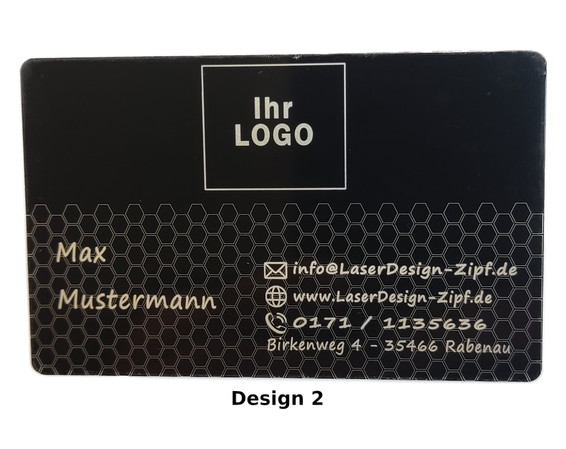 100 Visitenkarten aus Aluminium -- Gravur beidseitig --