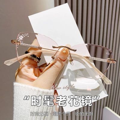 Fashionable new style show youthful frameless edge-cut high-definition reading glasses
