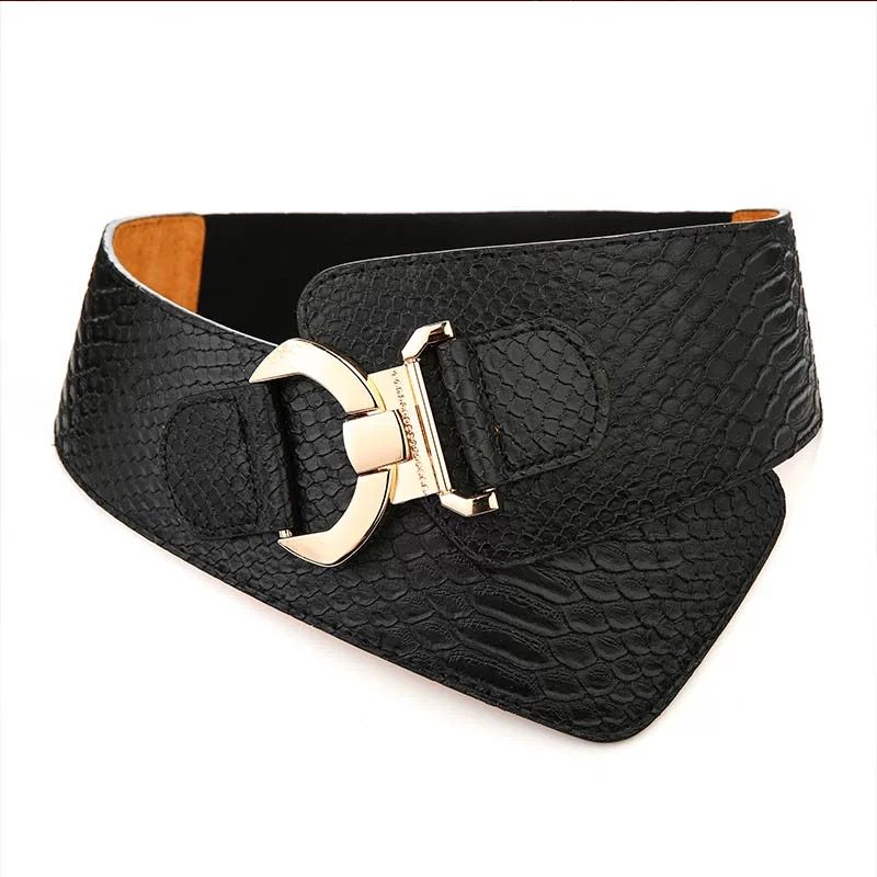 Fashionable genuine leather elastic wide belt