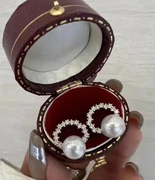 Seiko sterling silver with aurora natural freshwater pearl stud earrings 7mm perfect round with almost no flaws