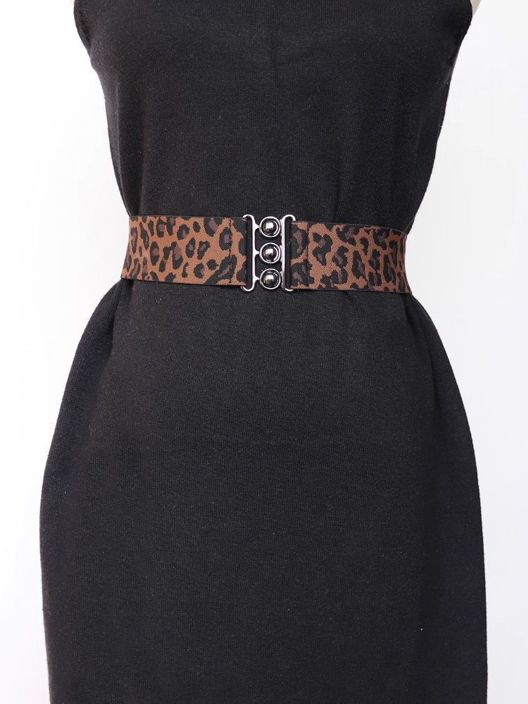 Stylish Leopard-Print Wide Elastic Waist Belt