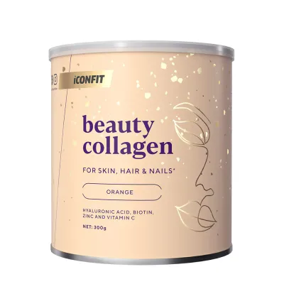 iCONFIT Beauty kolagenas apelsinų skonio su hialurono rūgštimi, vitaminu C, cinku ir biotinu (300g)