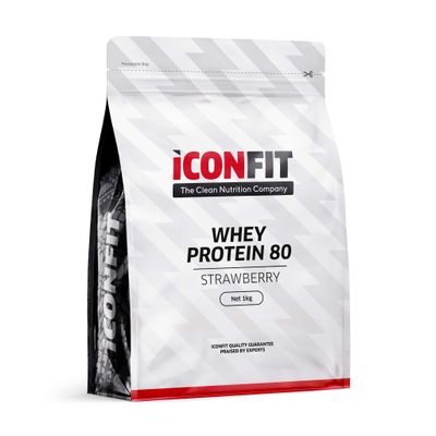 iCONFIT Whey Protein 80 braškių skonio aukštos kokybės išrūgų baltymai (1 kg)