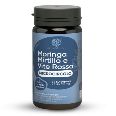 Red Moringa™ kojų kraujotakai – su mėlynių ir moringos ekstraktais (100% natūralus, 60 kapsulių)