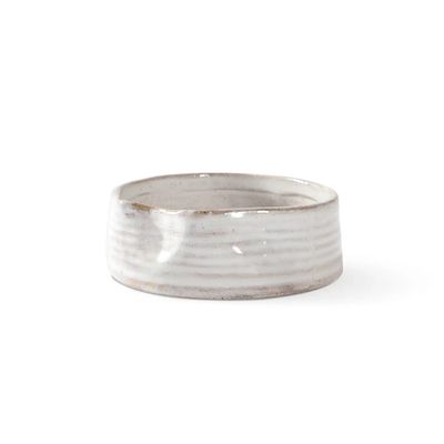 Small White Ribbed Food Bowl