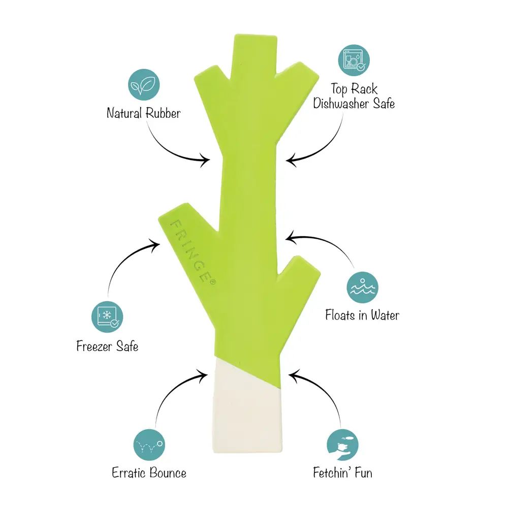 Stick With Me - Rubber Dog Toy, Colour: Lime/White
