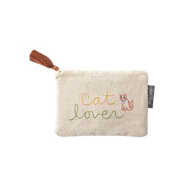 Embroidered Cat Lover Pouch